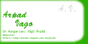 arpad vago business card