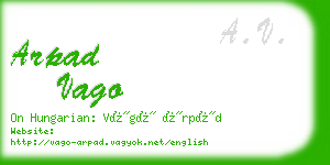 arpad vago business card